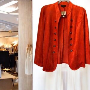 Weavz Vibrant Red Suede Double-Button Blazer